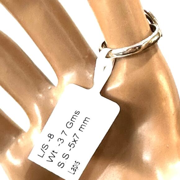 Natural Lapis - Afghanistan .925 solid Sterling Silver Ring size 8 gemstone - Picture 4 of 6